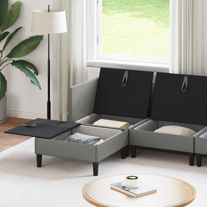 Woonkamer Meubelset 6 pcs Donkergrijs Stof