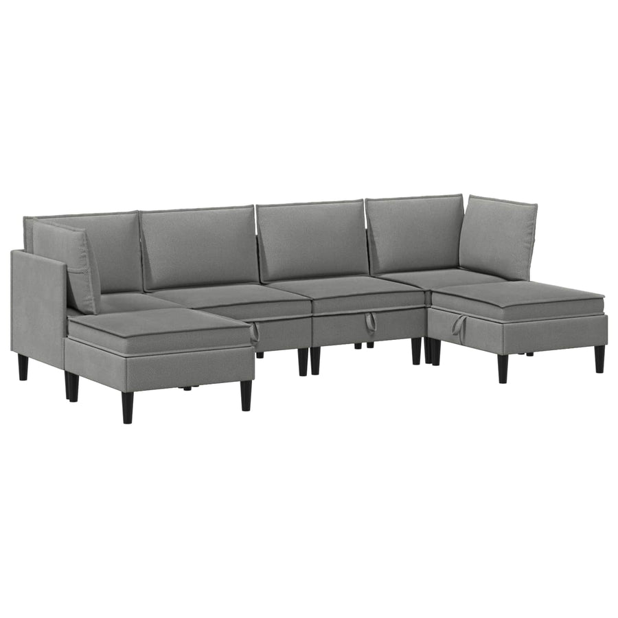 Woonkamer Meubelset 6 pcs Donkergrijs Stof