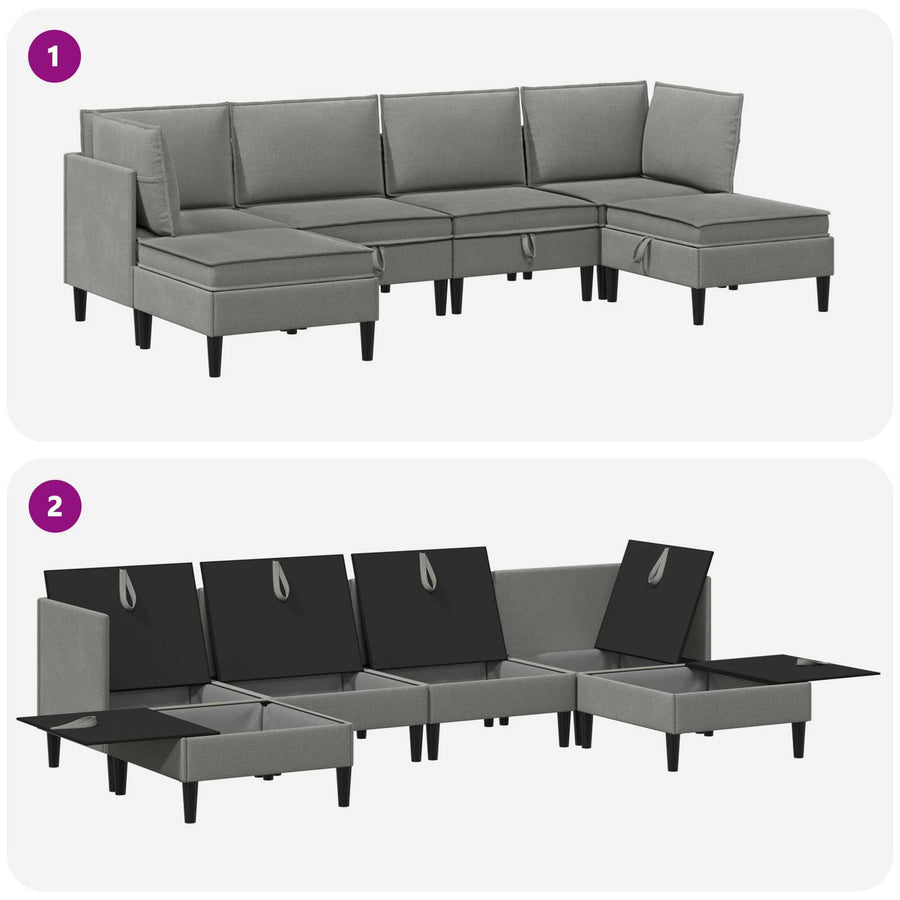 Woonkamer Meubelset 6 pcs Donkergrijs Stof