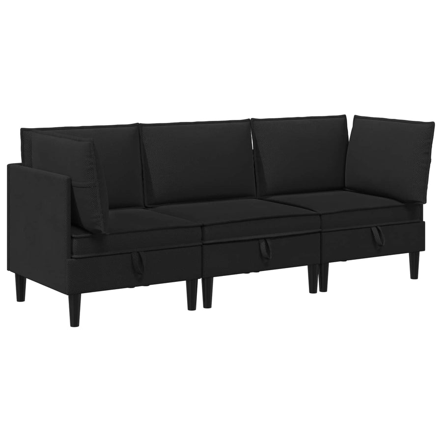 Woonkamer Meubelset 3 pcs Zwart Stof