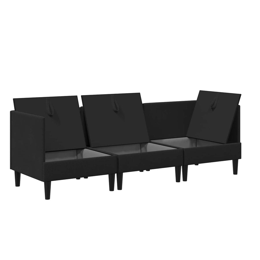 Woonkamer Meubelset 3 pcs Zwart Stof