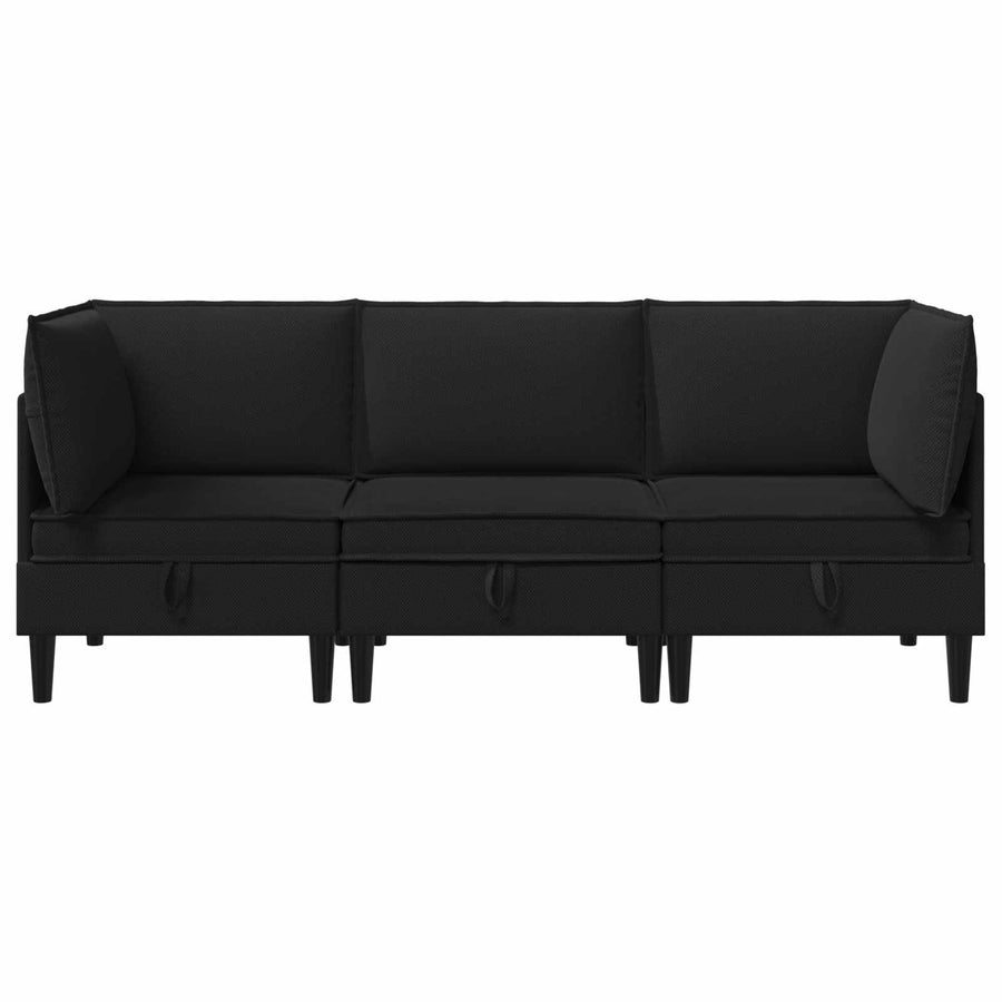 Woonkamer Meubelset 3 pcs Zwart Stof