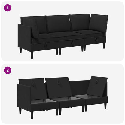 Woonkamer Meubelset 3 pcs Zwart Stof