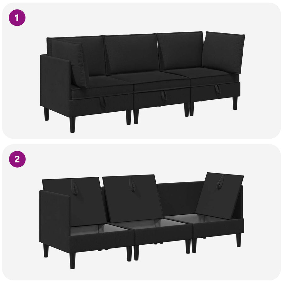 Woonkamer Meubelset 3 pcs Zwart Stof