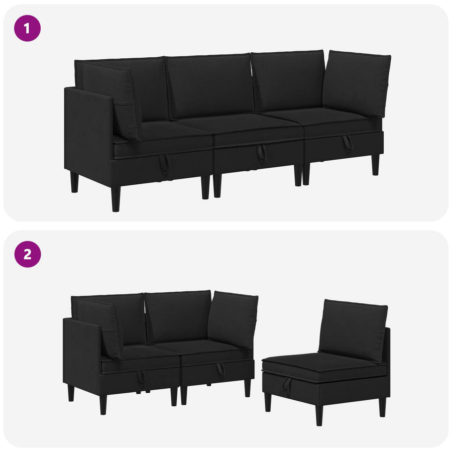 Woonkamer Meubelset 3 pcs Zwart Stof