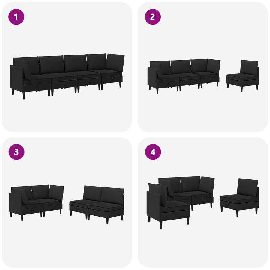 Woonkamer Meubelset 4 pcs Zwart Stof