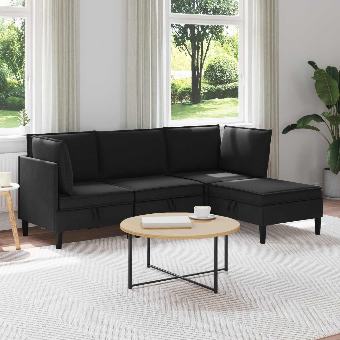 Woonkamer Meubelset 4 pcs Zwart Stof