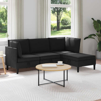 Woonkamer Meubelset 4 pcs Zwart Stof