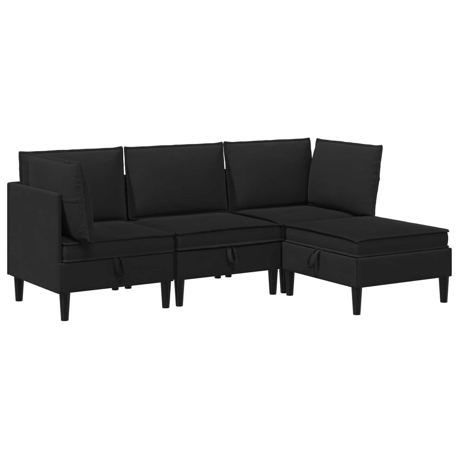 Woonkamer Meubelset 4 pcs Zwart Stof
