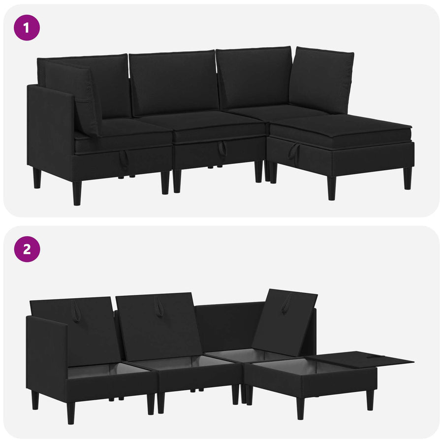 Woonkamer Meubelset 4 pcs Zwart Stof