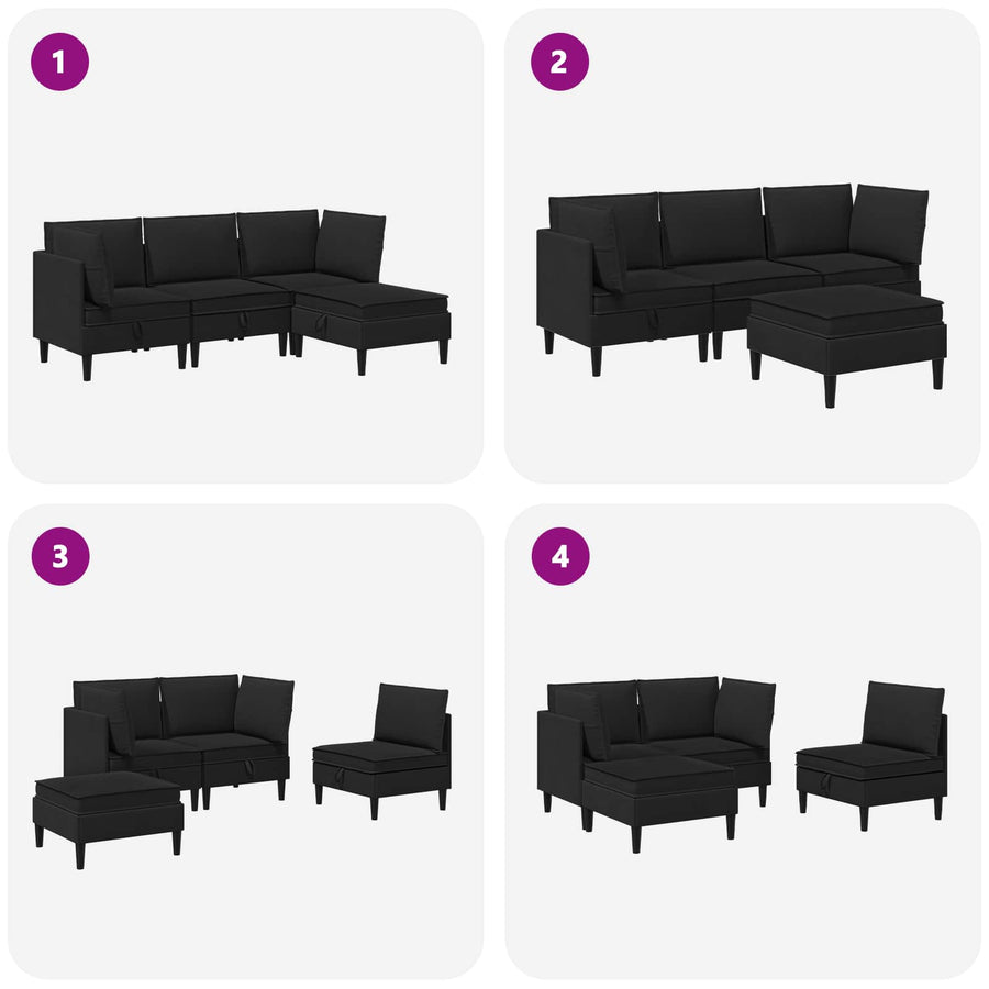 Woonkamer Meubelset 4 pcs Zwart Stof