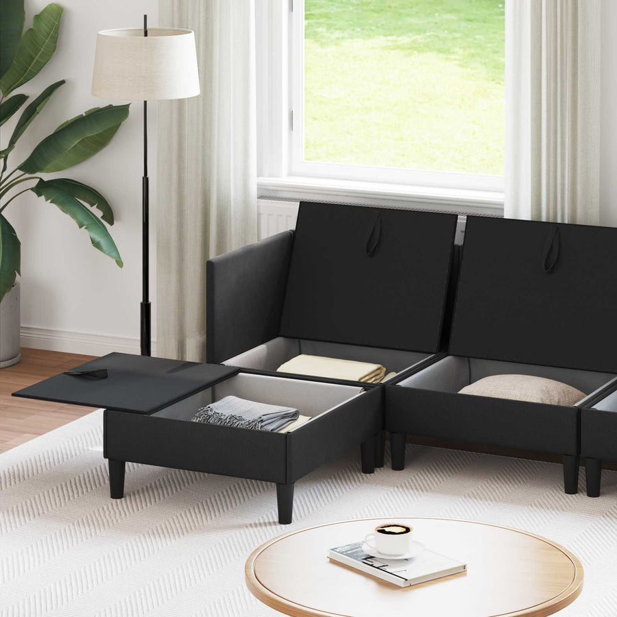Woonkamer Meubelset 5 pcs Zwart Stof