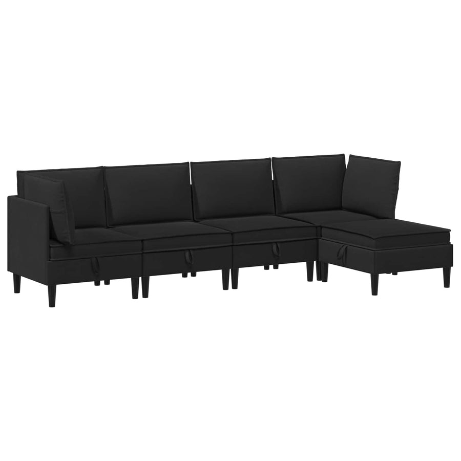 Woonkamer Meubelset 5 pcs Zwart Stof