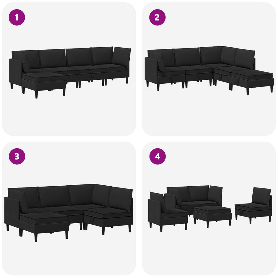 Woonkamer Meubelset 5 pcs Zwart Stof
