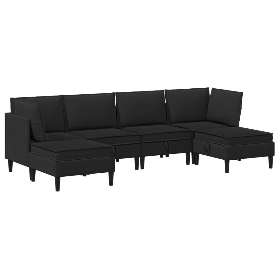 Woonkamer Meubelset 6 pcs Zwart Stof