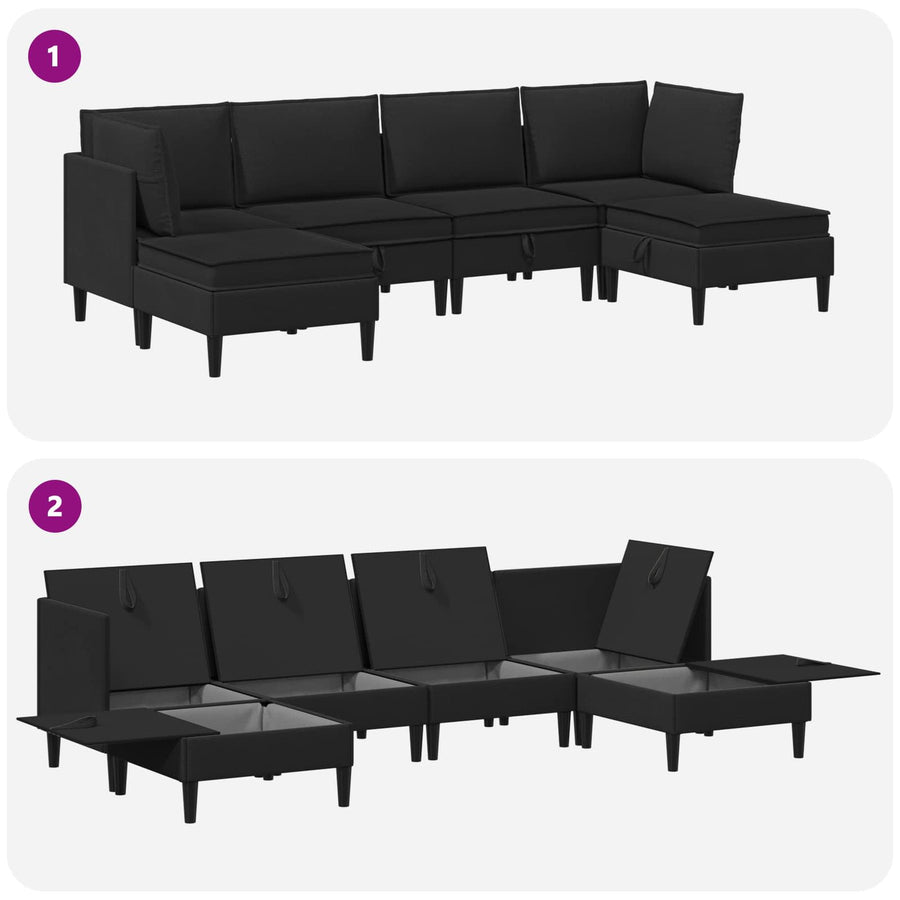 Woonkamer Meubelset 6 pcs Zwart Stof