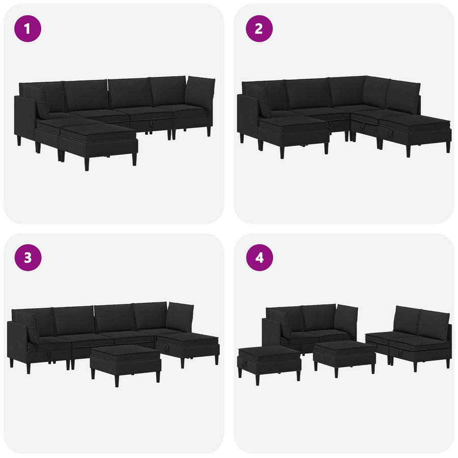 Woonkamer Meubelset 6 pcs Zwart Stof