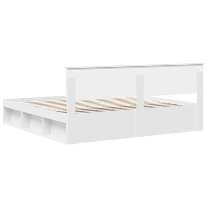 Bedframe met hoofdeinde Wit 200 x 200 cm Massief grenenhout