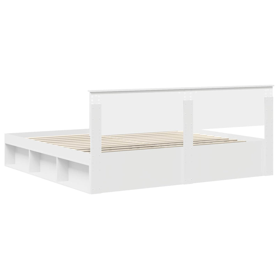 Bedframe met hoofdeinde Wit 200 x 200 cm Massief grenenhout