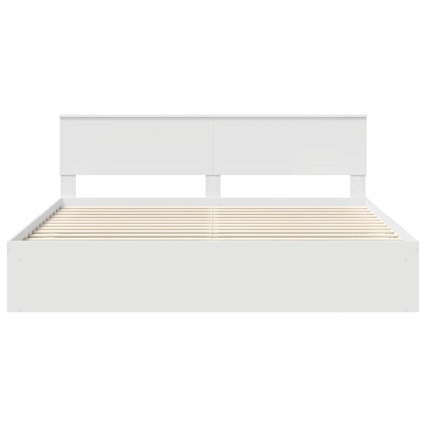Bedframe met hoofdeinde Wit 200 x 200 cm Massief grenenhout