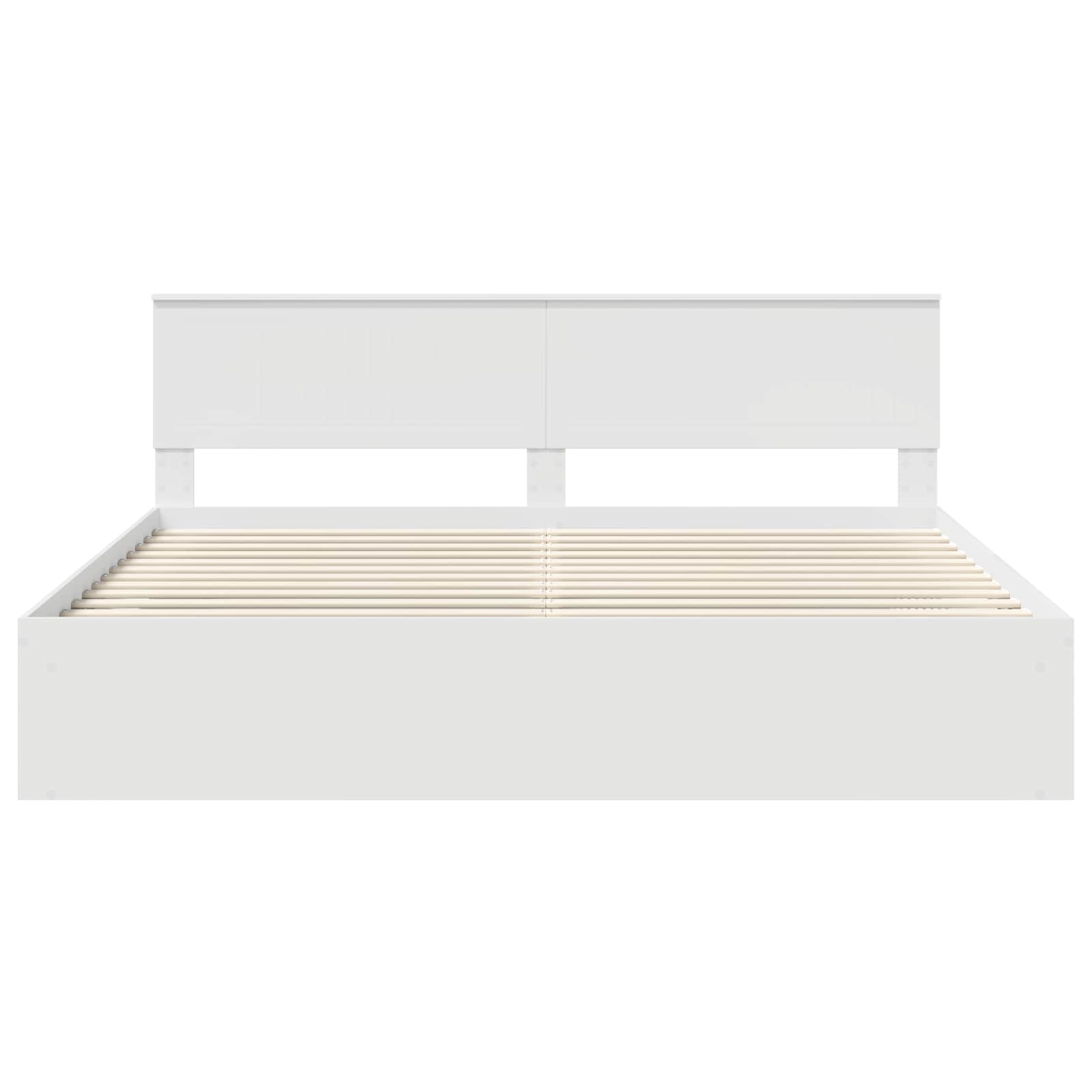Bedframe met hoofdeinde Wit 200 x 200 cm Massief grenenhout
