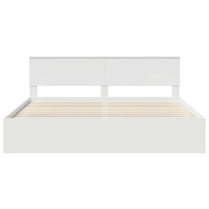 Bedframe met hoofdeinde Wit 200 x 200 cm Massief grenenhout