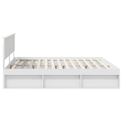 Bedframe met hoofdeinde Wit 200 x 200 cm Massief grenenhout