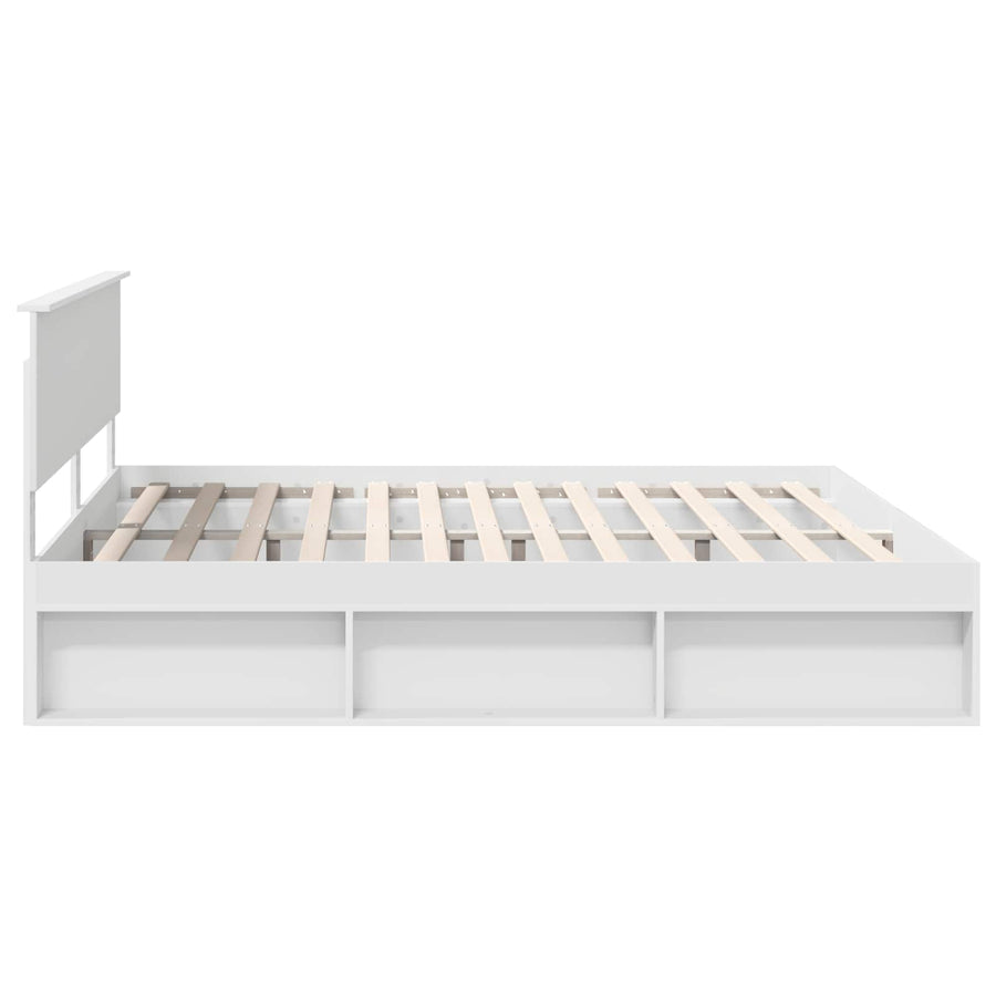 Bedframe met hoofdeinde Wit 200 x 200 cm Massief grenenhout