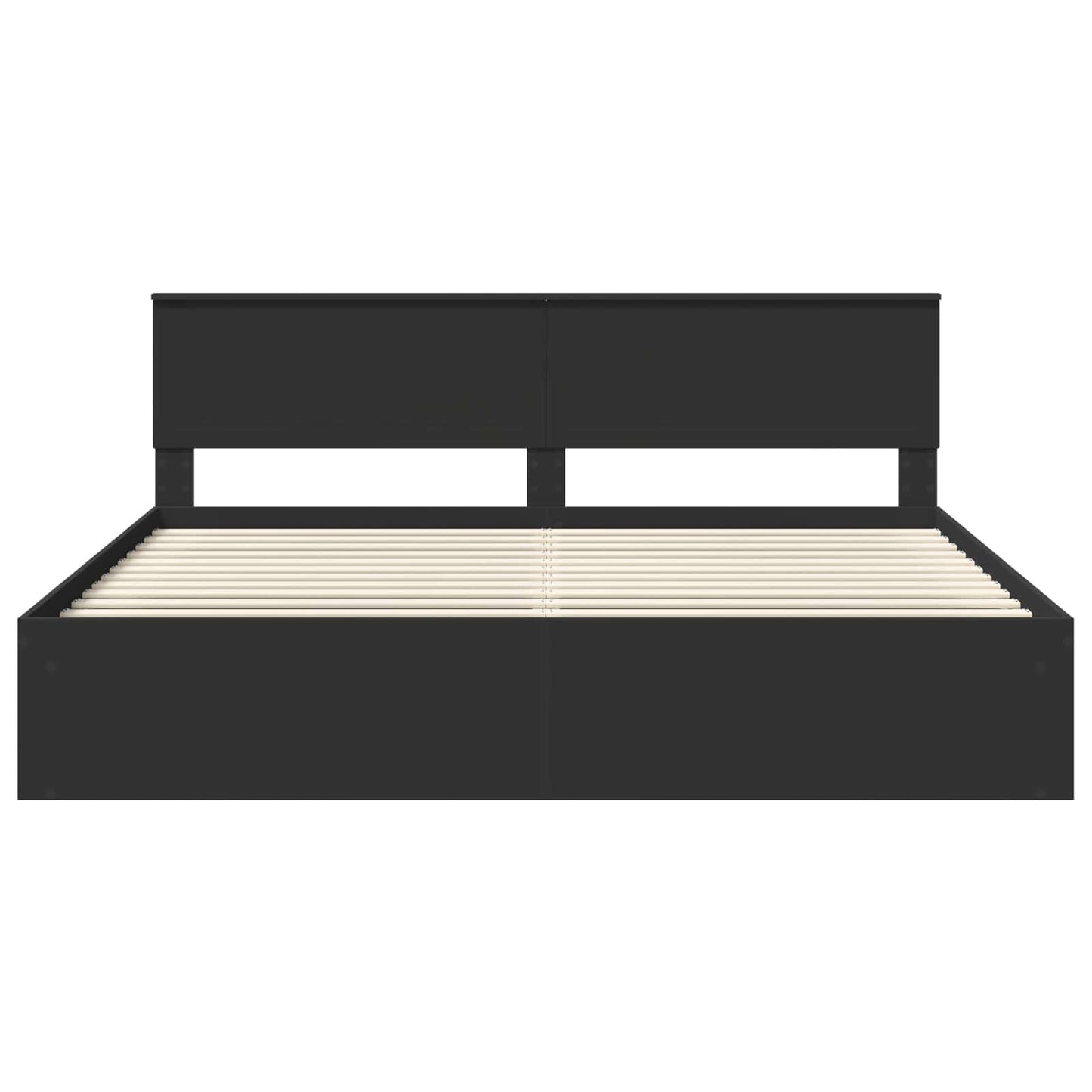Bedframe met hoofdeinde Zwart 200 x 200 cm Massief grenenhout