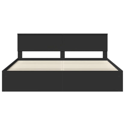 Bedframe met hoofdeinde Zwart 200 x 200 cm Massief grenenhout