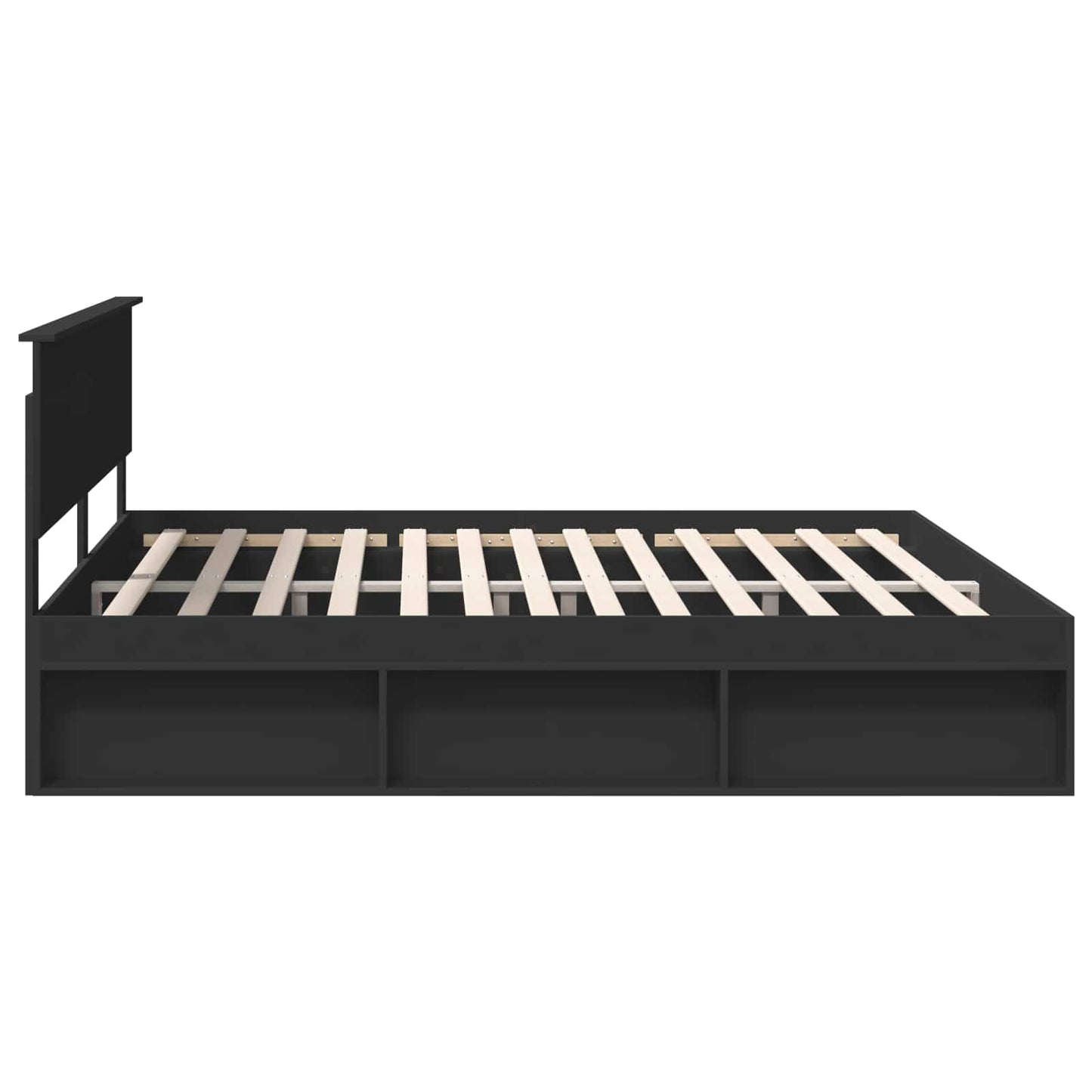 Bedframe met hoofdeinde Zwart 200 x 200 cm Massief grenenhout