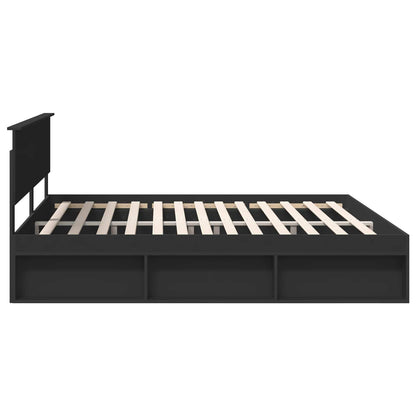 Bedframe met hoofdeinde Zwart 200 x 200 cm Massief grenenhout