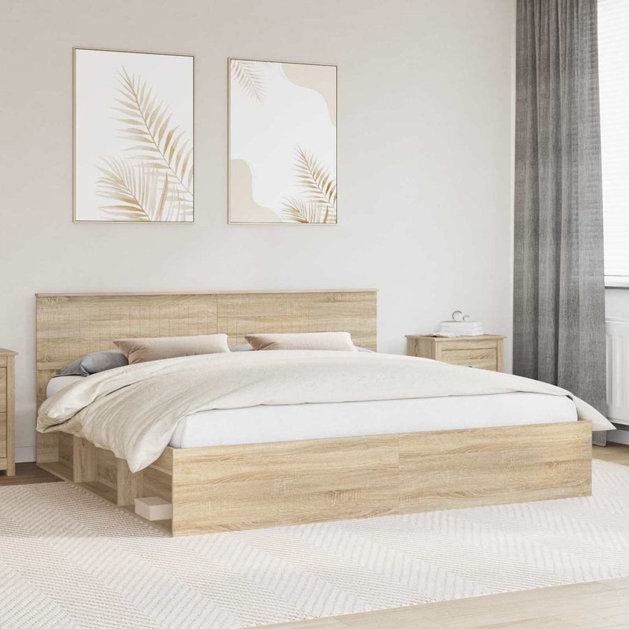 Bedframe met hoofdeinde Sonoma 200 x 200 cm Massief grenenhout