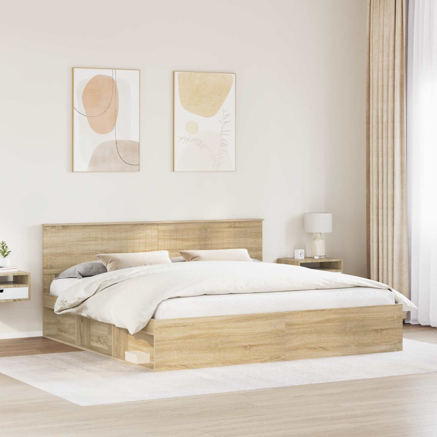 Bedframe met hoofdeinde Sonoma 200 x 200 cm Massief grenenhout