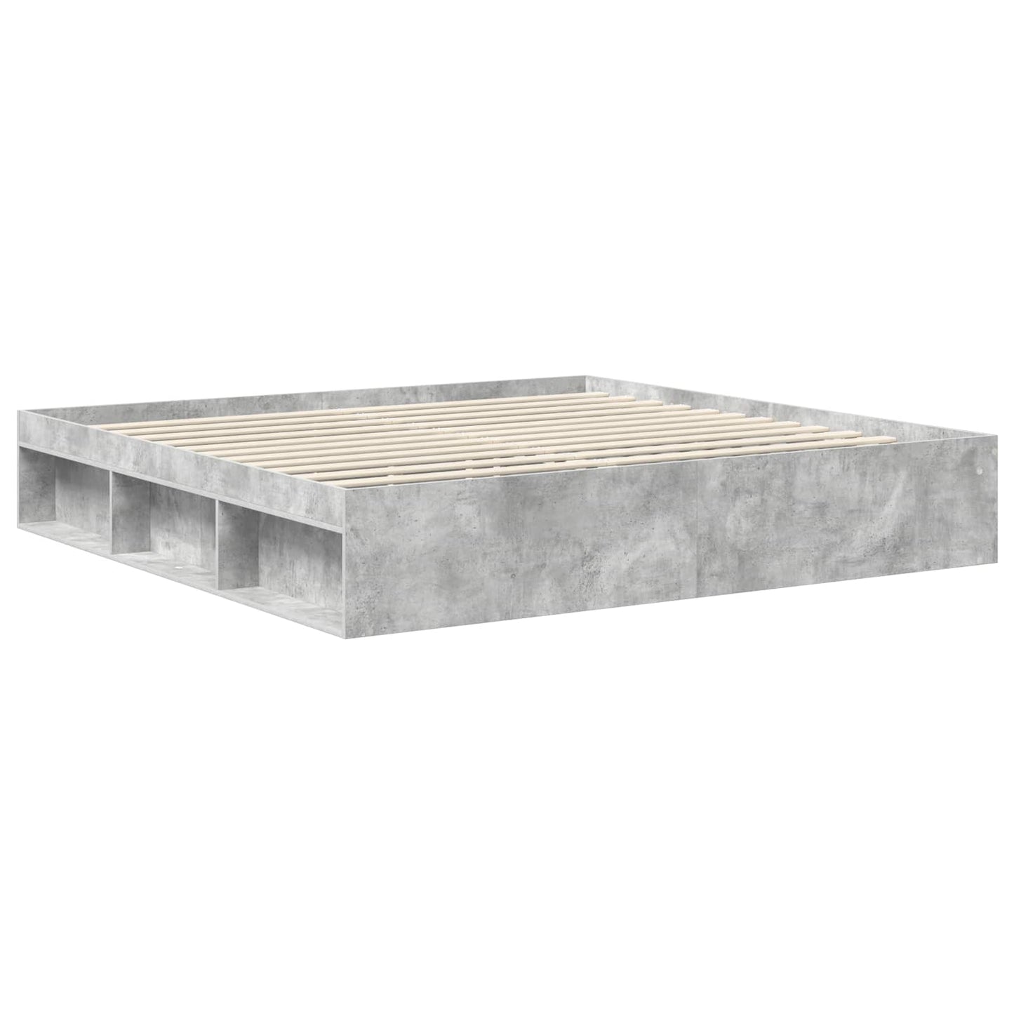 Bedframe met hoofdeinde Beton 200 x 200 cm Massief grenenhout