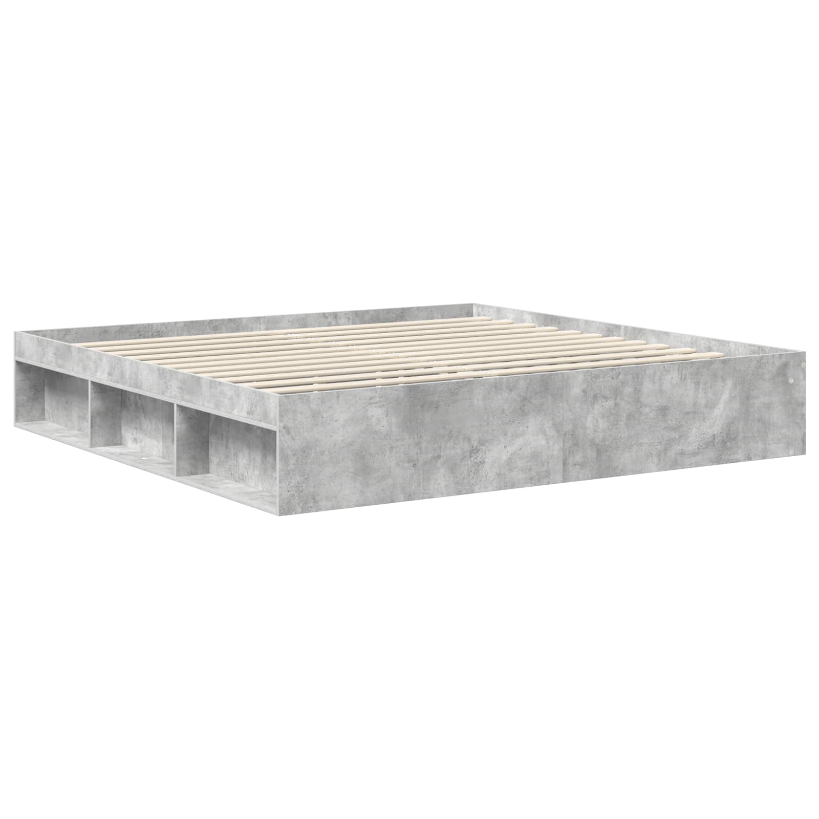 Bedframe met hoofdeinde Beton 200 x 200 cm Massief grenenhout