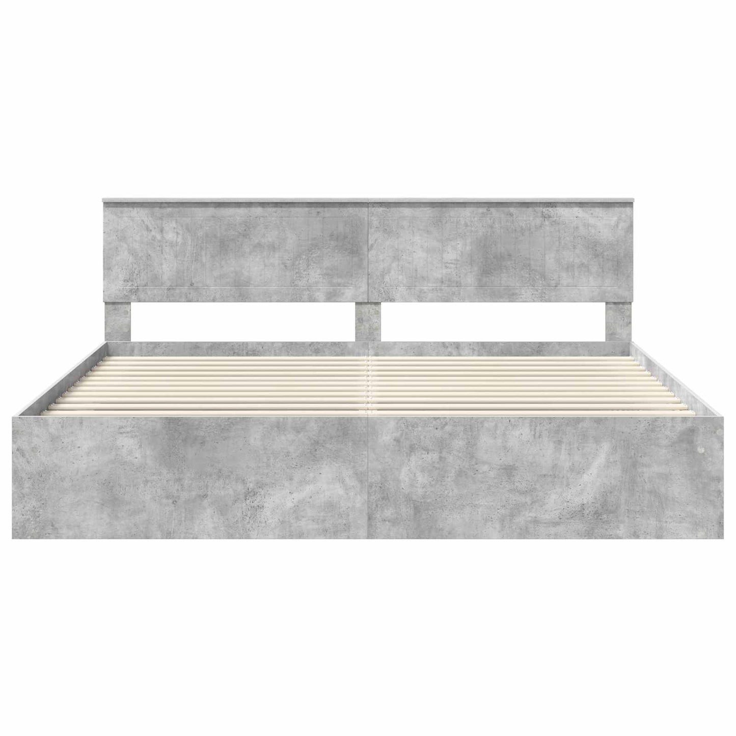 Bedframe met hoofdeinde Beton 200 x 200 cm Massief grenenhout