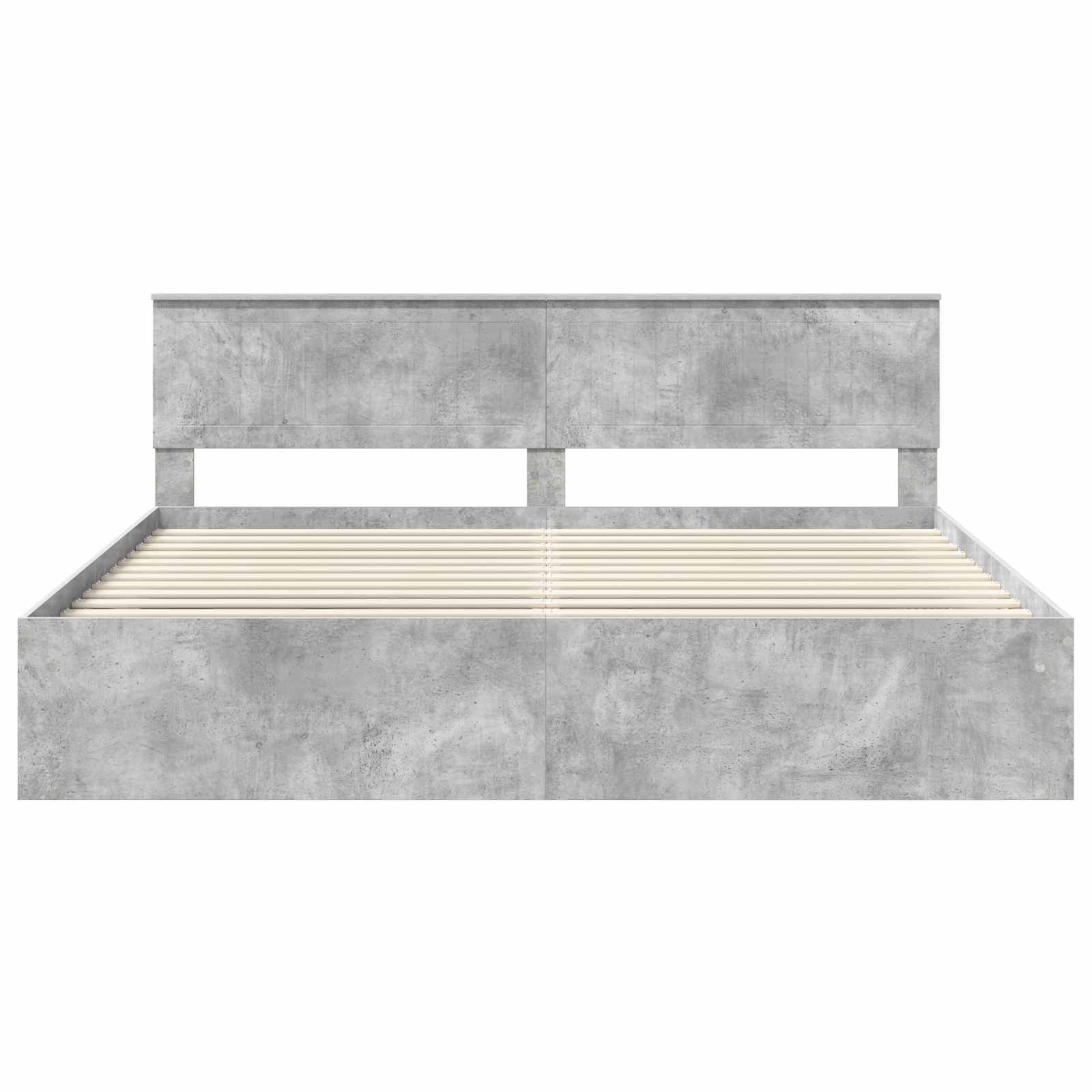 Bedframe met hoofdeinde Beton 200 x 200 cm Massief grenenhout