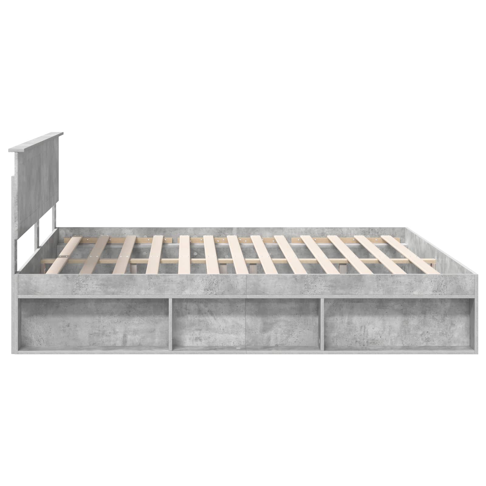 Bedframe met hoofdeinde Beton 200 x 200 cm Massief grenenhout