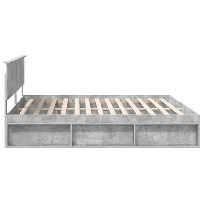 Bedframe met hoofdeinde Beton 200 x 200 cm Massief grenenhout