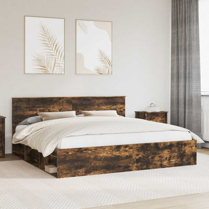 Bedframe Gerookt eiken 200 x 200 cm Massief grenenhout