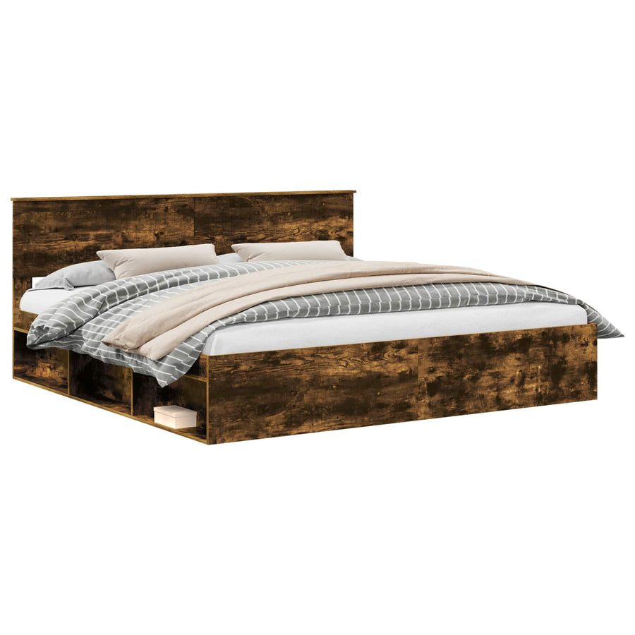 Bedframe Gerookt eiken 200 x 200 cm Massief grenenhout