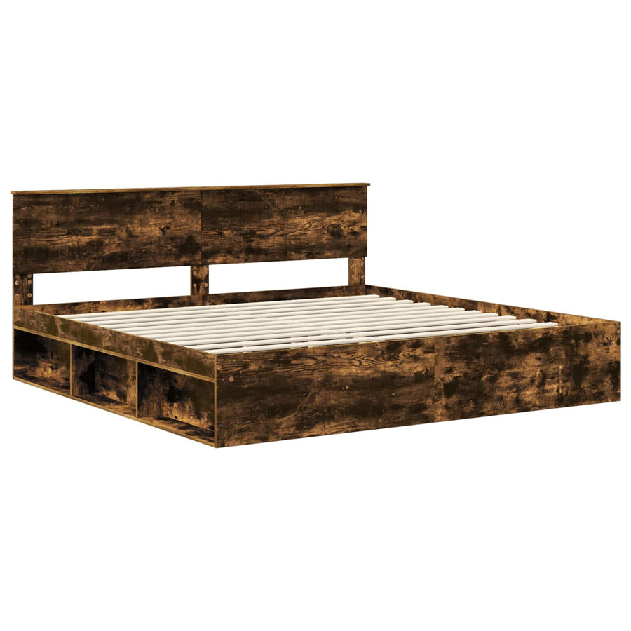 Bedframe Gerookt eiken 200 x 200 cm Massief grenenhout