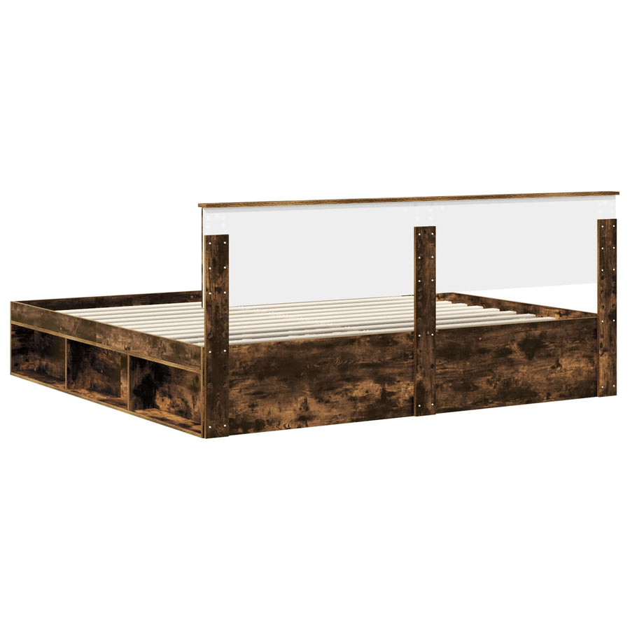 Bedframe Gerookt eiken 200 x 200 cm Massief grenenhout