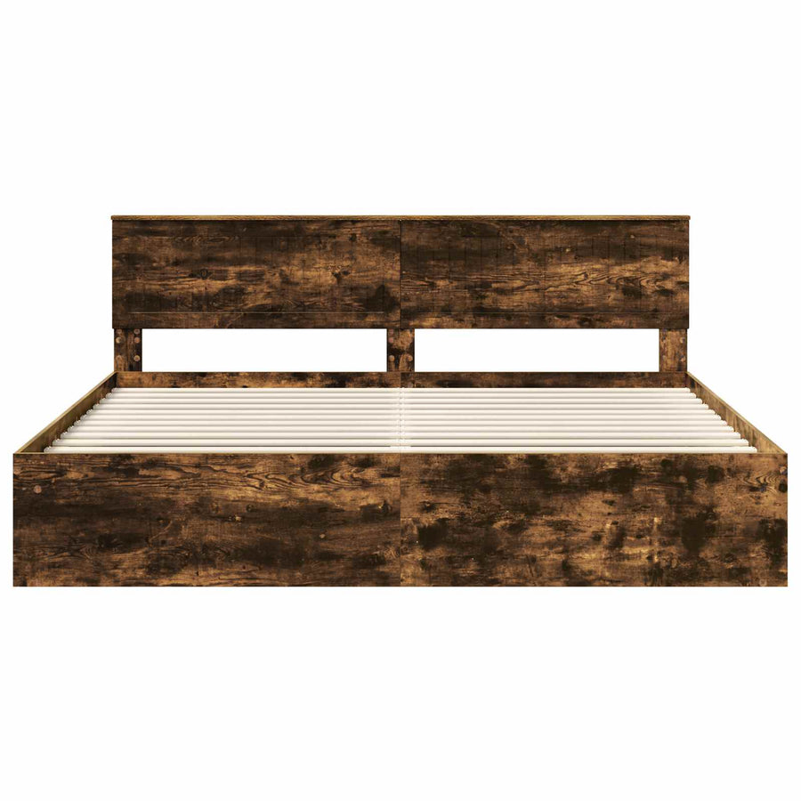 Bedframe Gerookt eiken 200 x 200 cm Massief grenenhout