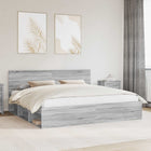 Bedframe 200x200 cm massief grenenhout grijs