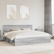 Bedframe 200x200 cm massief grenenhout grijs