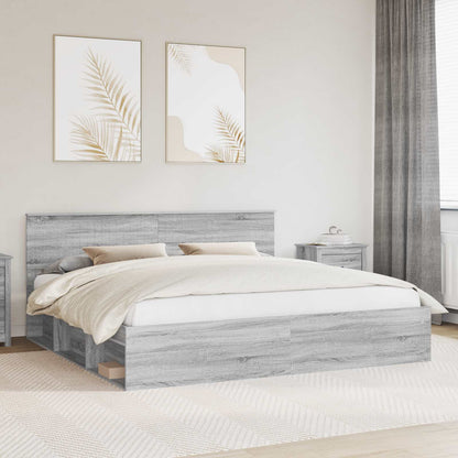 Bedframe Grijs Sonoma 200 x 200 cm Massief grenenhout