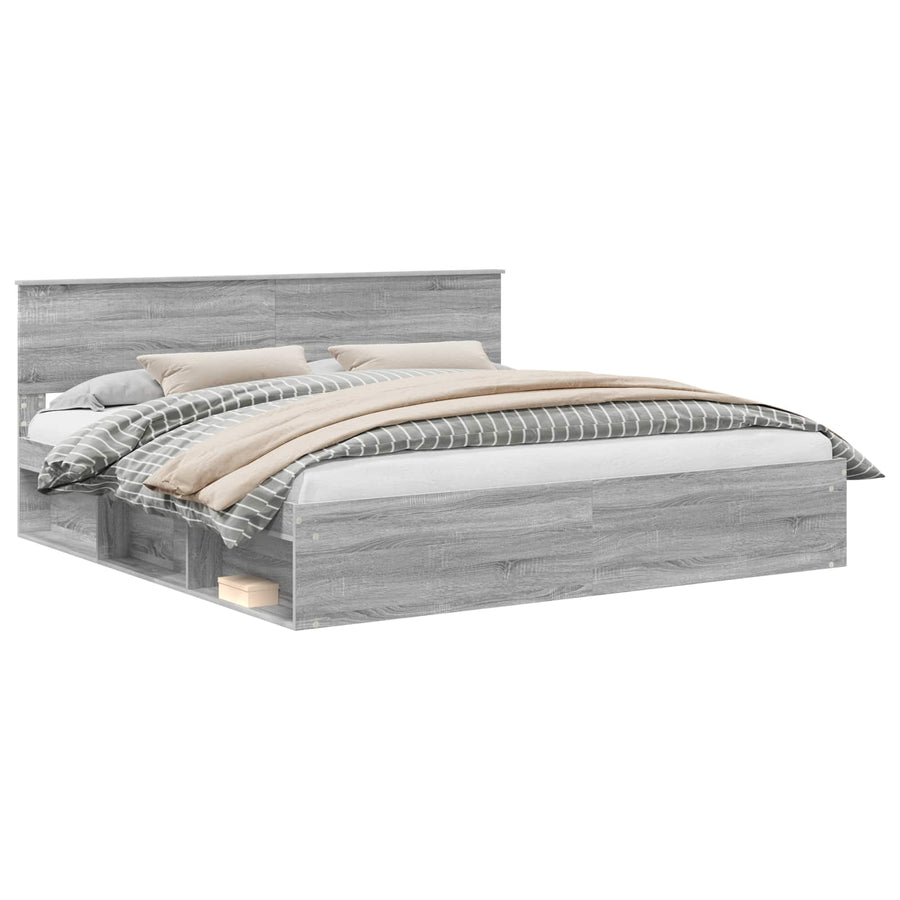 Bedframe Grijs Sonoma 200 x 200 cm Massief grenenhout