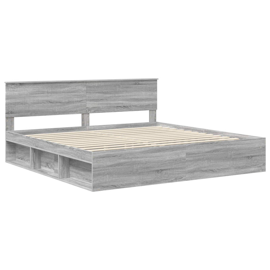 Bedframe Grijs Sonoma 200 x 200 cm Massief grenenhout